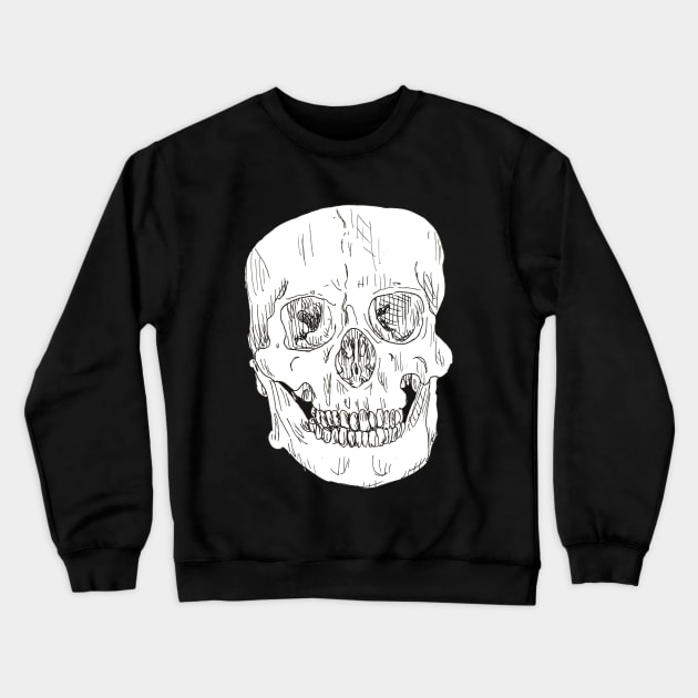 Skull Line Drawing Crewneck Sweatshirt by marianasantosart